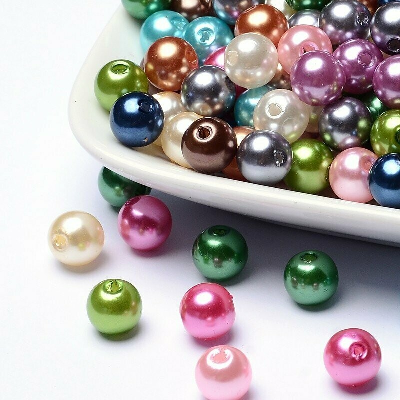 8mm Mixed Colours Acrylic Pearls, 20g