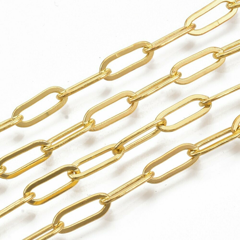Gold Plated 'Paperclip' Chain, 11.6x4.3mm, 1 Metre