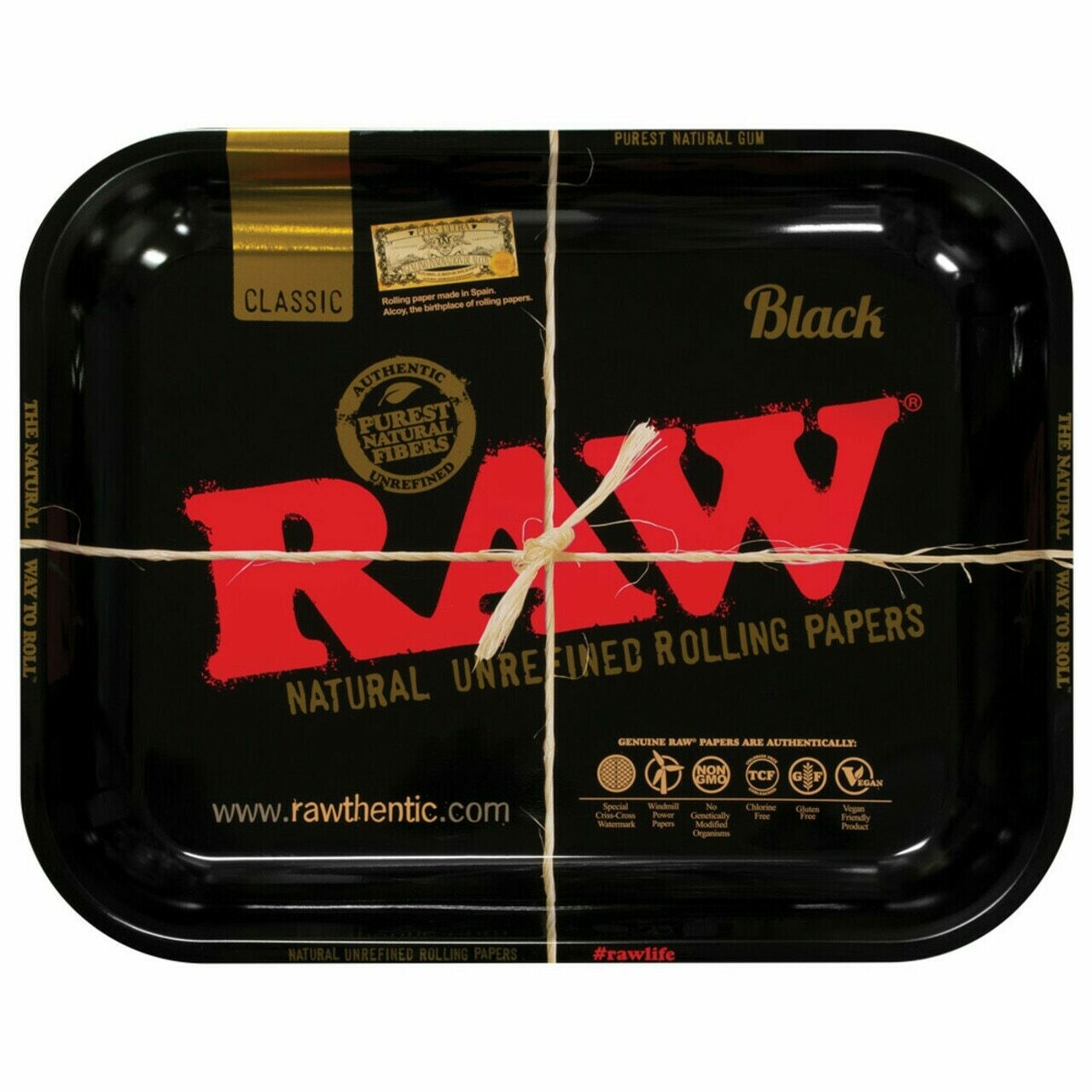 Raw High Sided Steel Rolling Tray 13.5"x11" / Black
