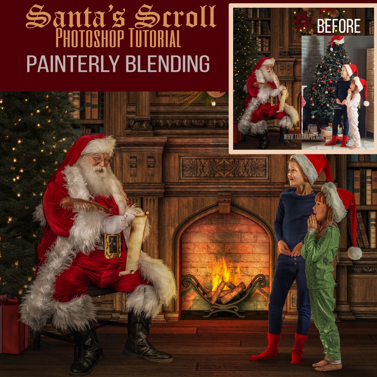 Christmas Painterly Edit Painterly Santa Scroll Background