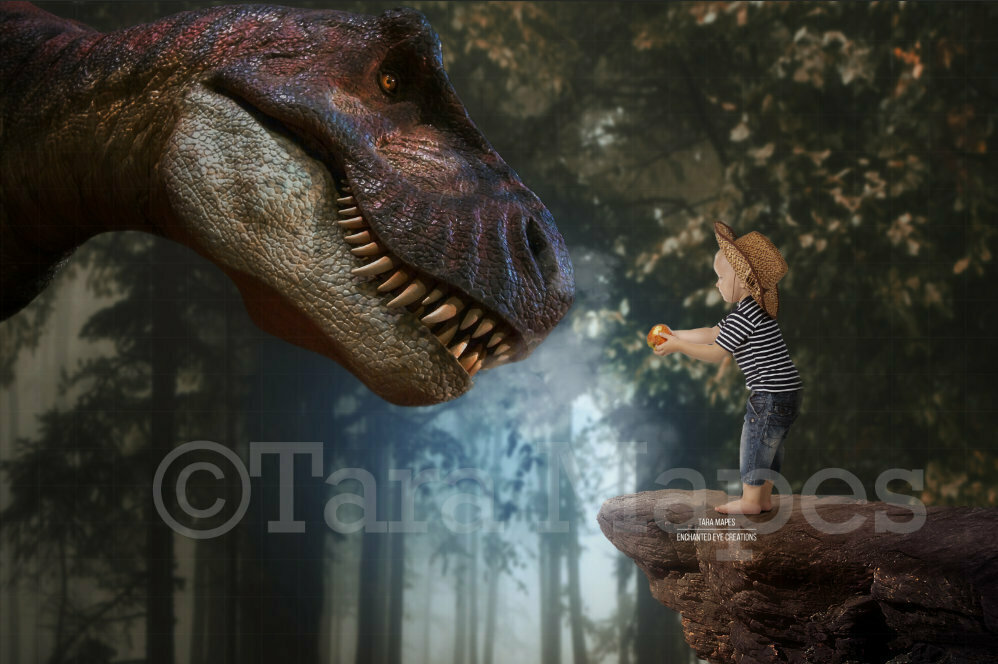 Dinosaur Feed - T Rex in Forest by Cliff - Close Up - Dino Digital ...