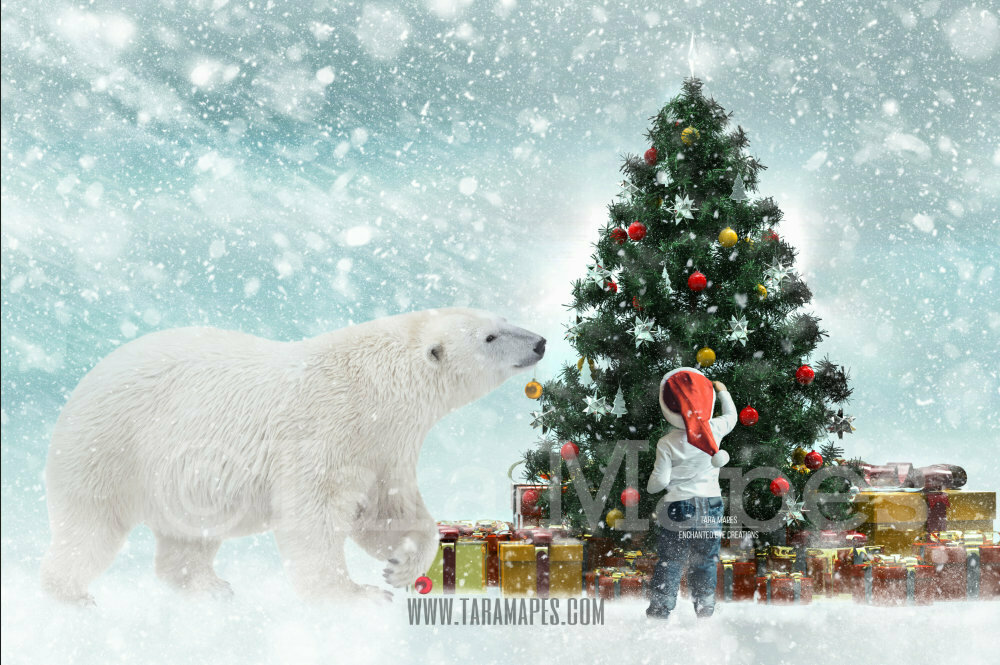 Christmas Polar Bear Decorating Christmas Tree Polar Bear Decorating