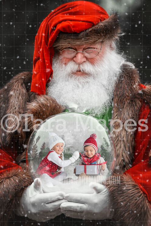 Victorian Santa Holding Snow Globe - LAYERED PSD! Snowglobe Santa