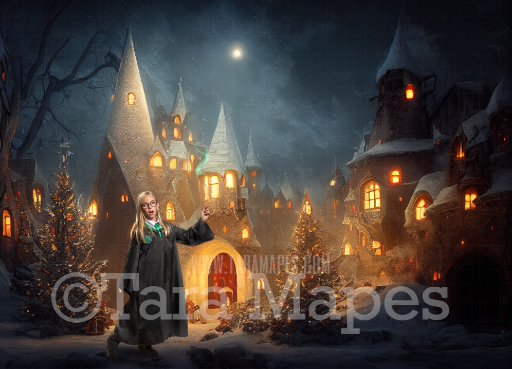 Customized Name Castle Mouse Christmas Backdrop
