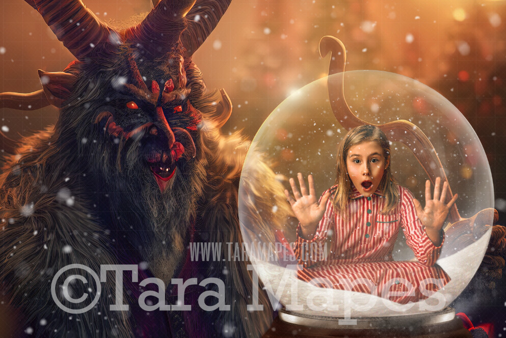 Krampus Holding Snow Globe LAYERED PSD! Snowglobe Krampus Snow