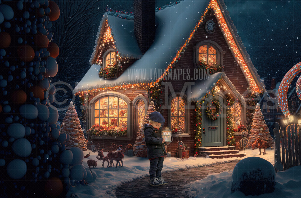 Santa's House Digital Backdrop North Pole House Christmas Digital