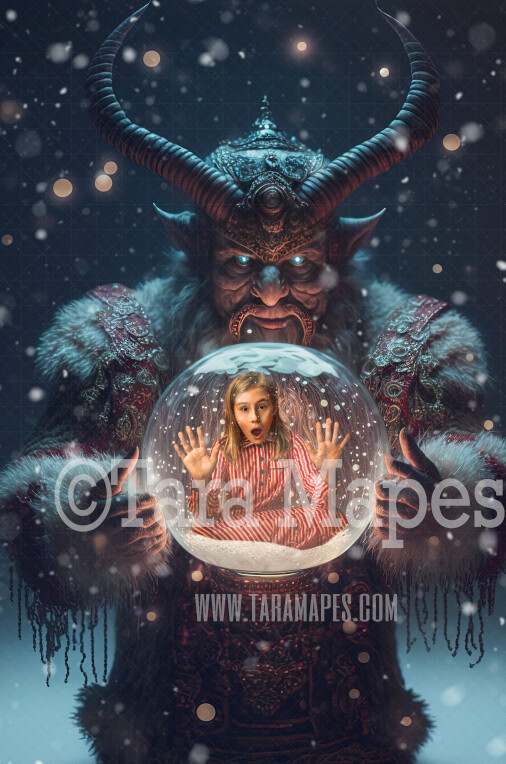 Krampus Holding Snow Globe LAYERED PSD! Snowglobe Krampus Snow