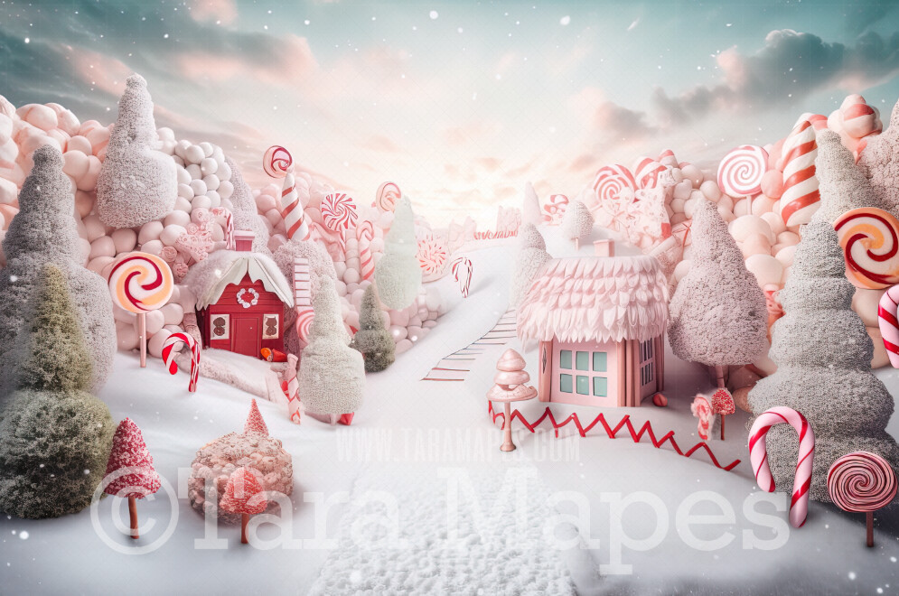 Christmas Candy Land Digital Backdrop Peppermint Land Candy Themed