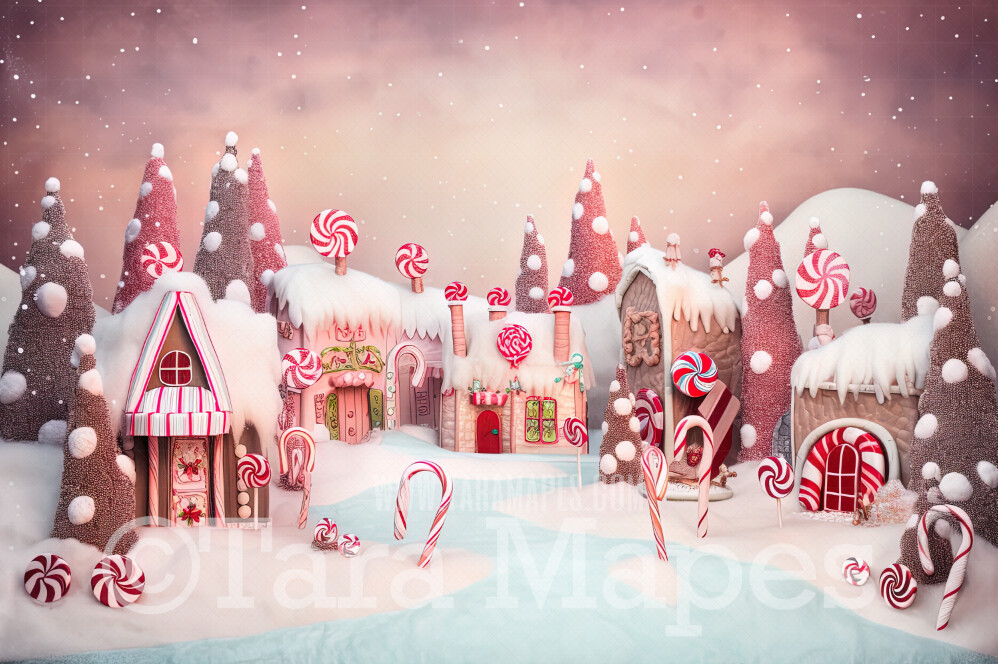 Christmas Candy Land Digital Backdrop - Peppermint Land Candy Themed