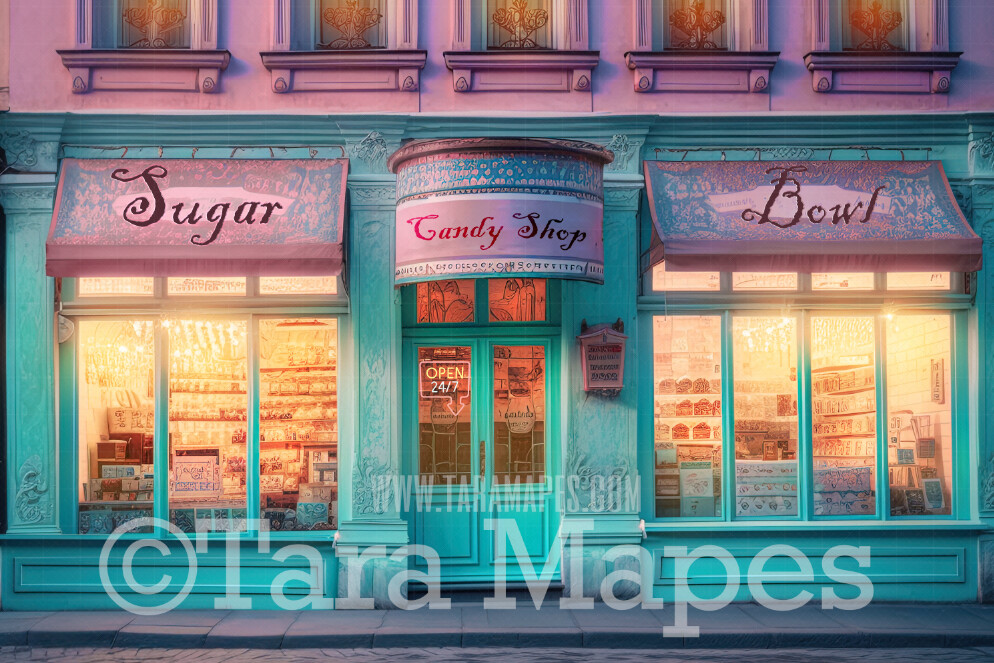 Candy Shop Digital Backdrop - Pink and Aquamarine Candy - Ice Cream