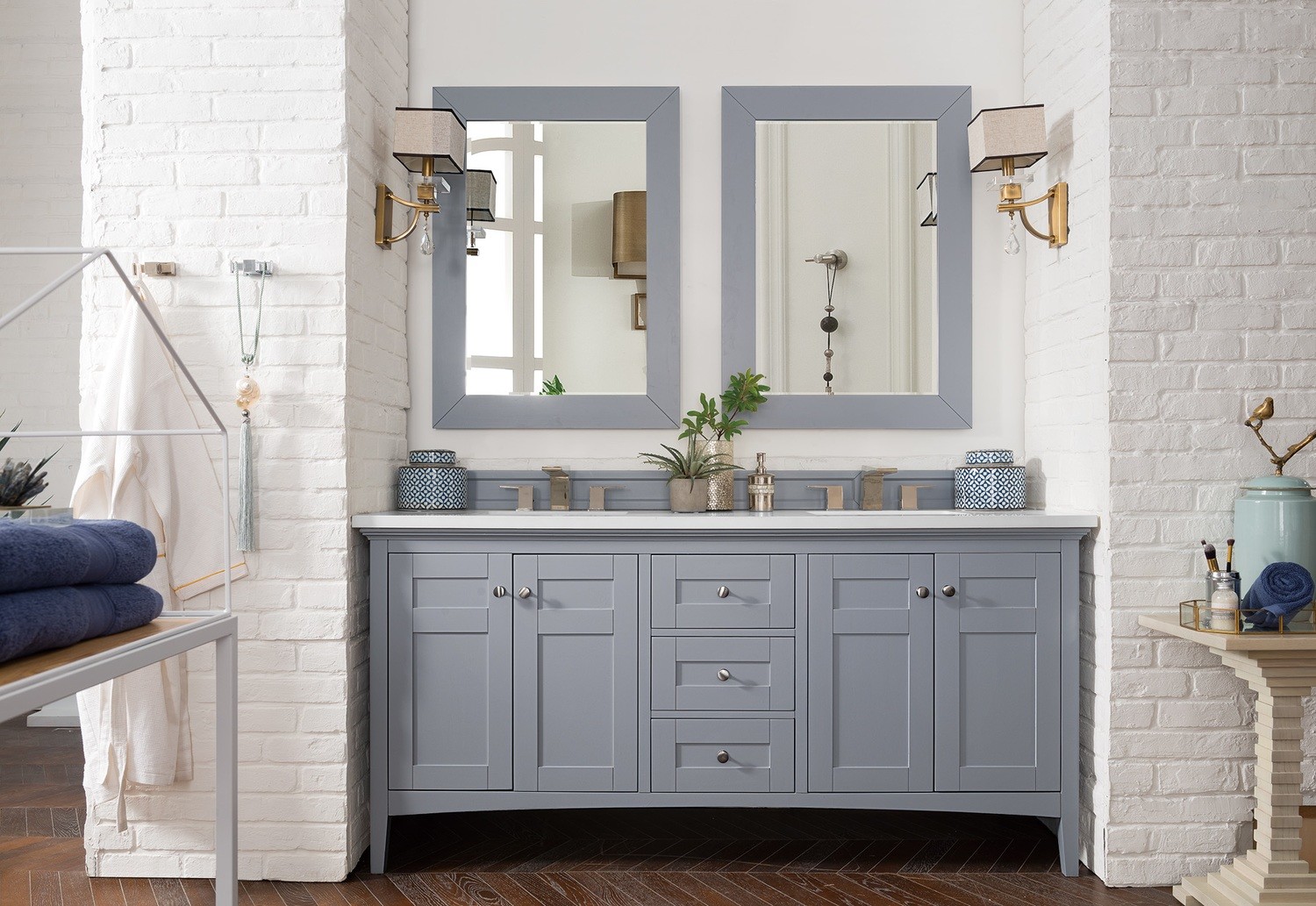 182 cm Badmöbel Landhaus Grau