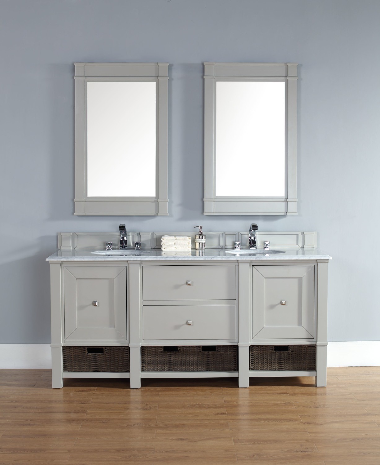 182 cm Badmöbel Landhaus Doppelwaschtisch Grau