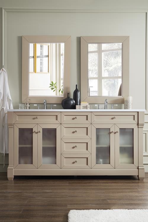 182 cm Badmöbel Landhaus Doppelwaschtisch Milchkaffee