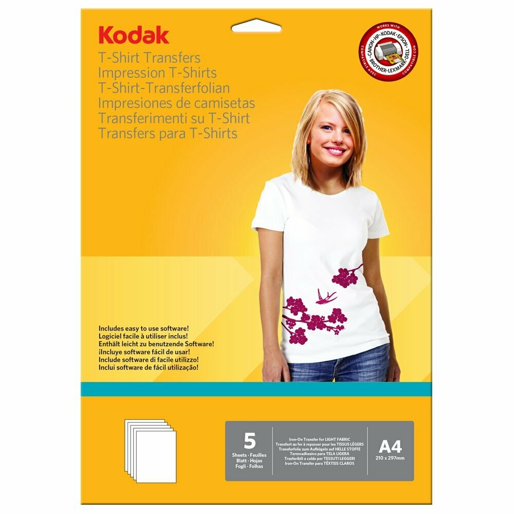 KODAK A4 TSHIRT TRANSFER PAPER 5SHS LIGHT