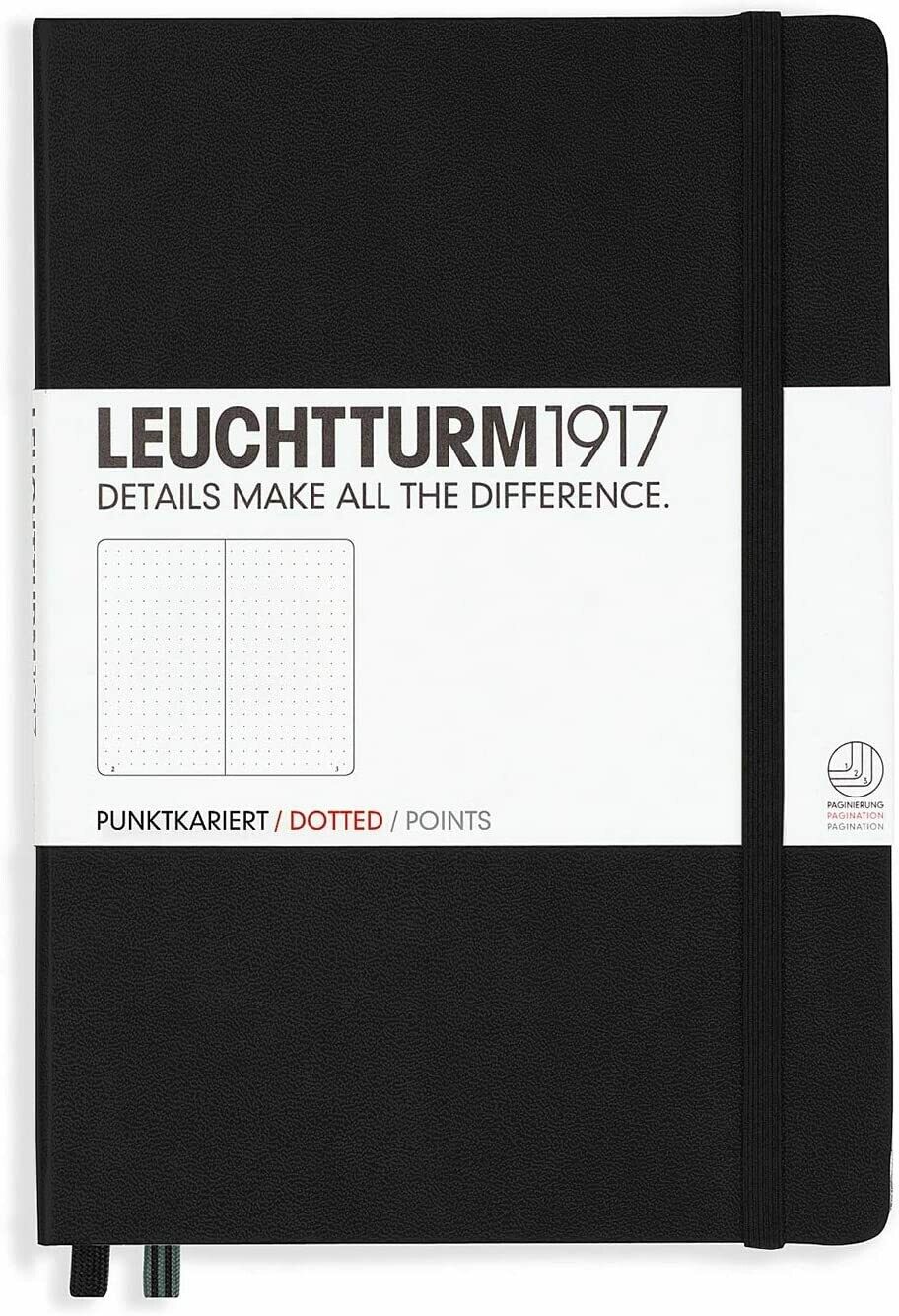 LEUCHTTURM A5 DOTTED NOTEBOOK - BLACK