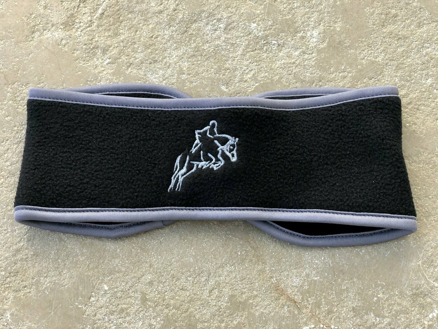 Hy Fleece Horse Head Band Black with Grey