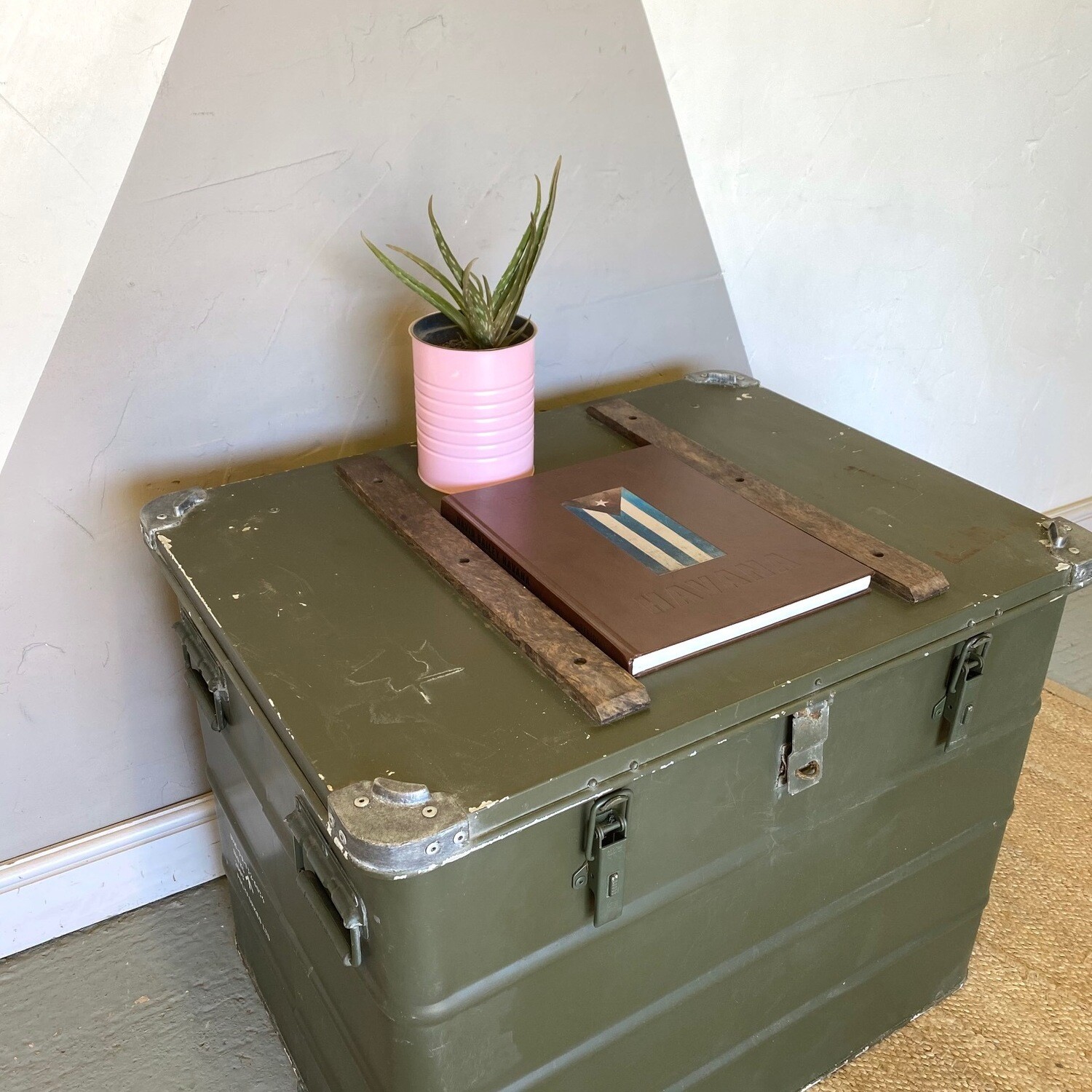 Industrial Military Trunk Chest Green Storage Box old