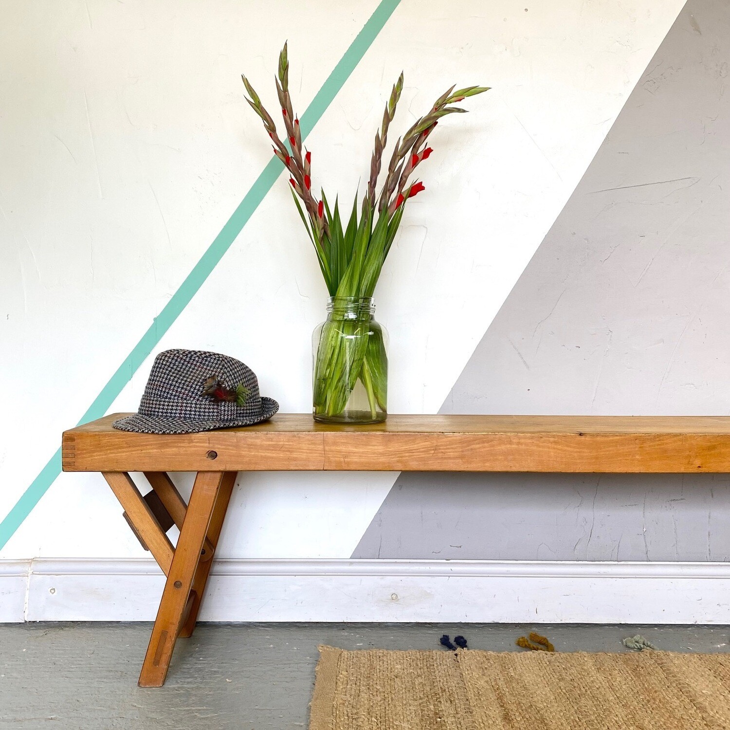 Vintage Bench Folding School Seat 1950s Mid Century