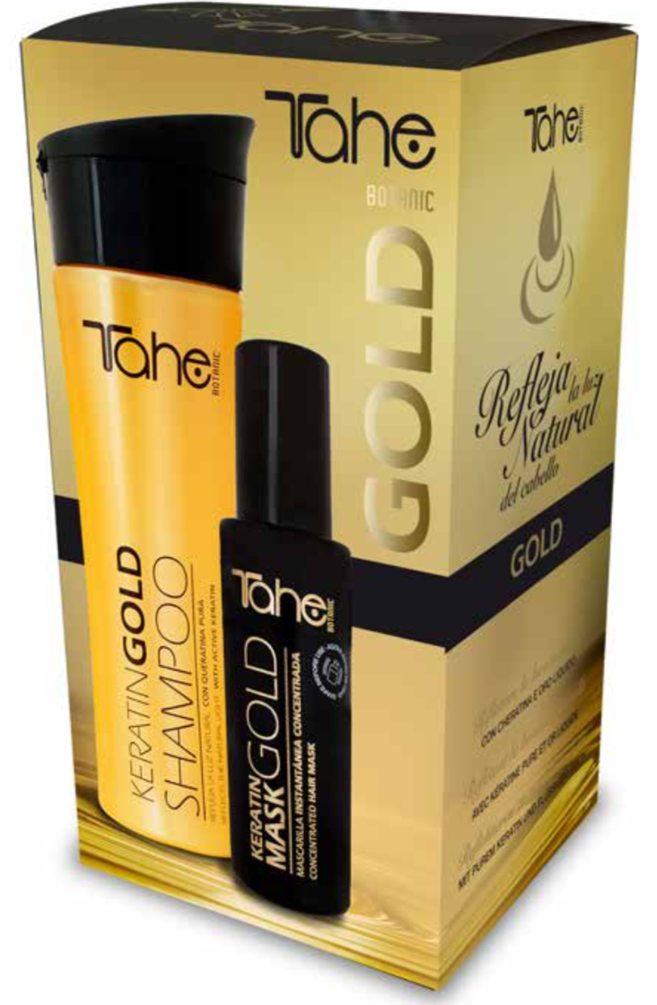 Keratin Gold Pack Shampoo 300 ml + Keratin Gold Mask leave on 125 ml.
