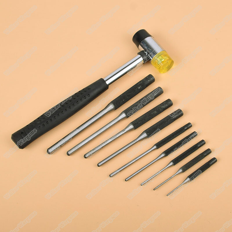 Gunsmith Roll Pins Punch Set with Hammer 9pcs