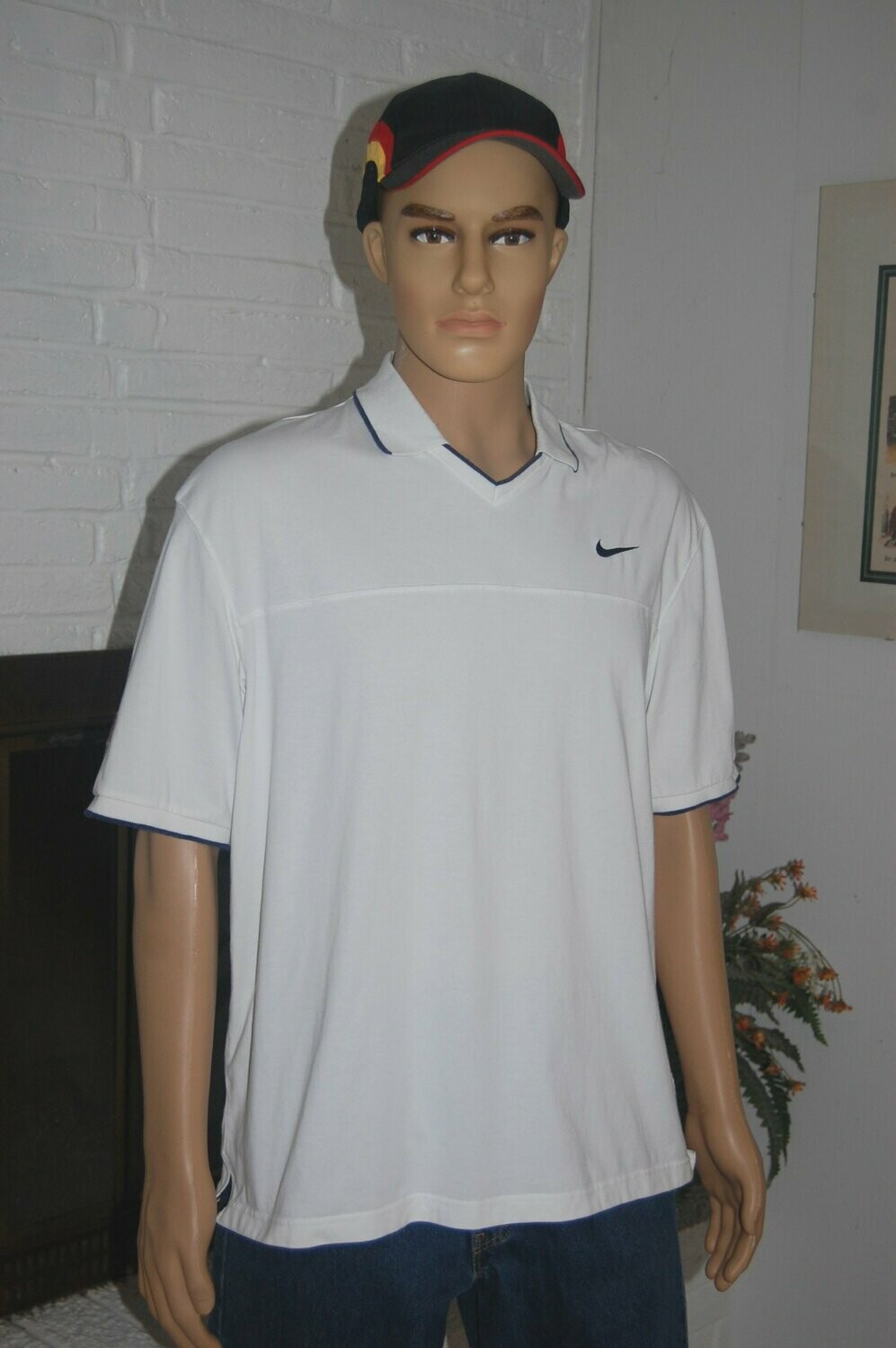 New Nike Polo Shirt white Men LARGE
