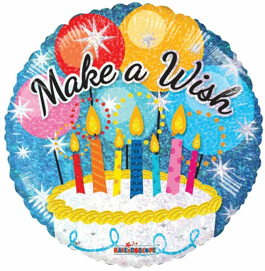 18 MAKE A WISH BIRTHDAY CAKE HOLOGRAPHIC