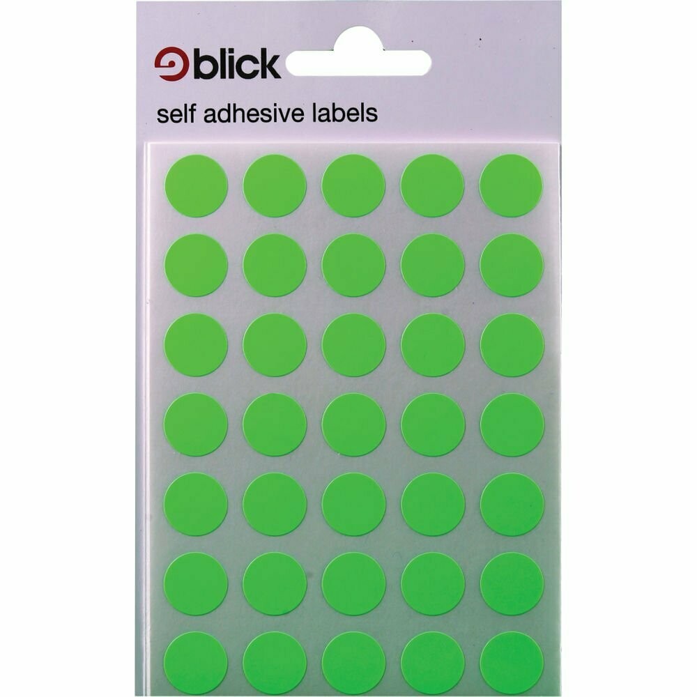 Self adhesive labels 13mm fluorescent green