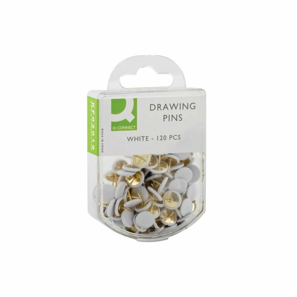 QConnect Drawing Pins White (120 Pack)