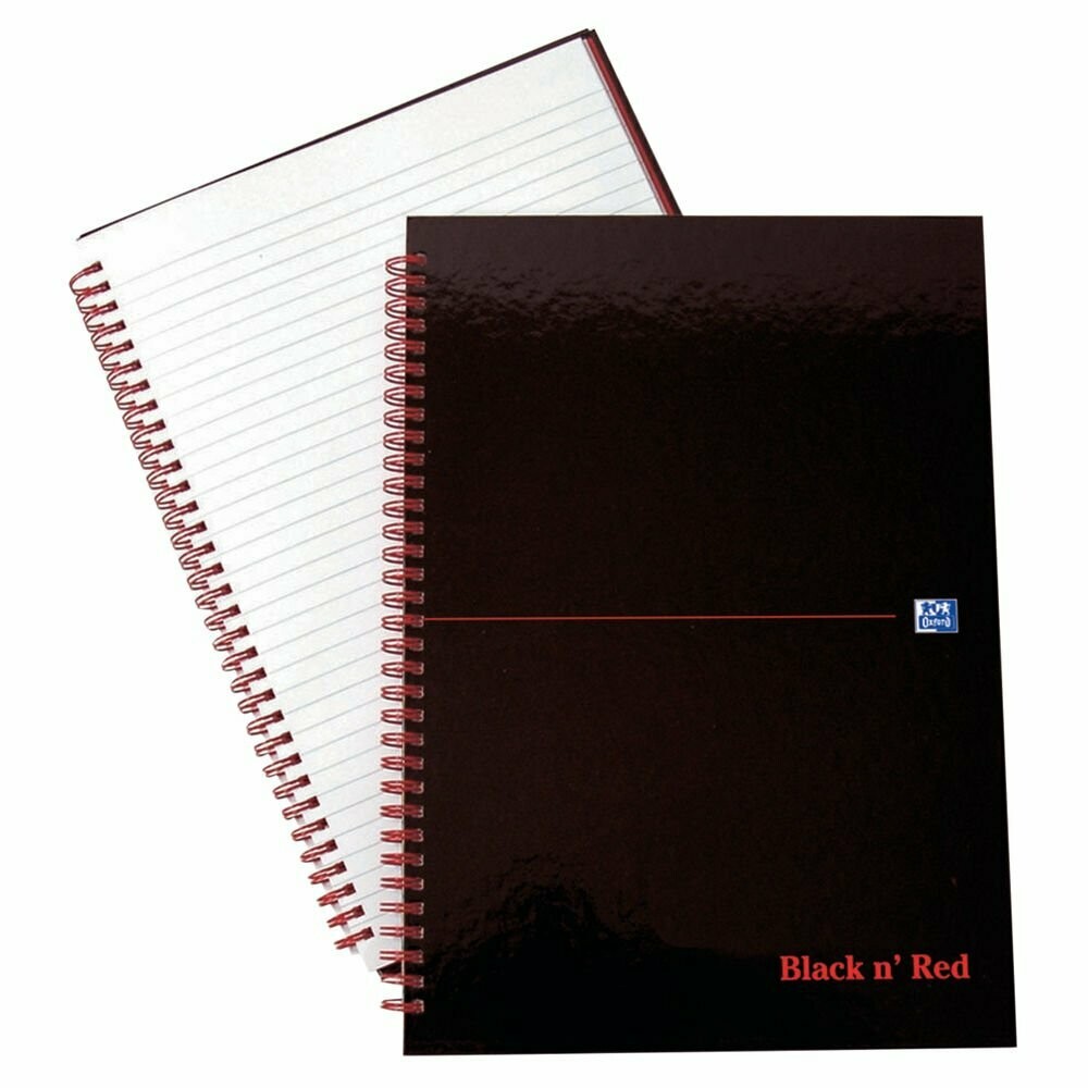 Black n' Red Ruled Wirebound Hardback A5 Notebook