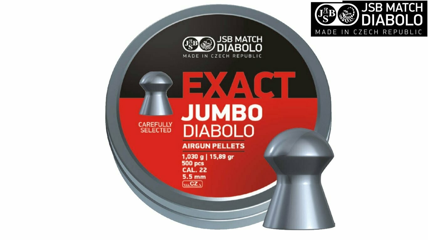 JSB Exact Jumbo .22 Pellets, Tin of 500 x10