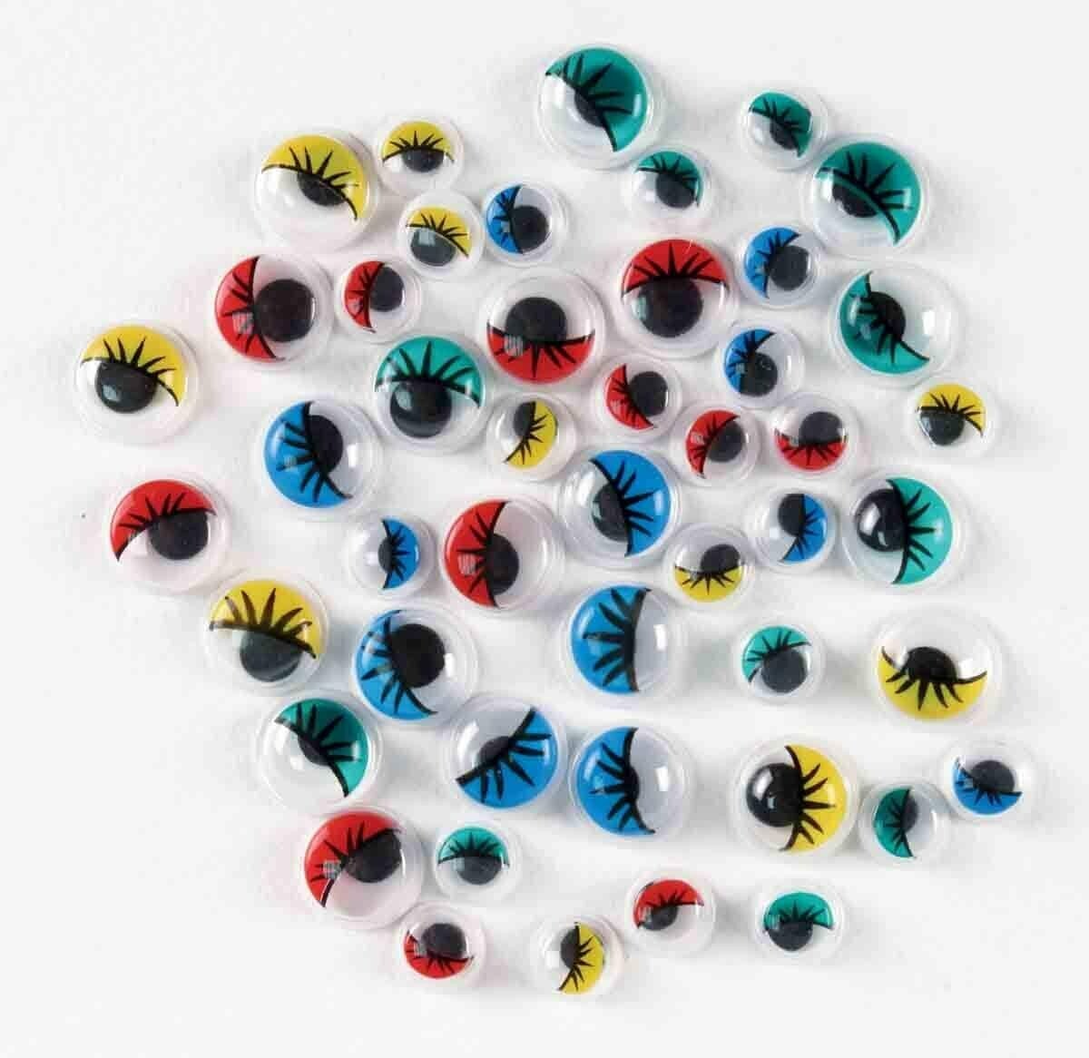 Yeux mobiles couleur avec paupières colorée (24 pièces)