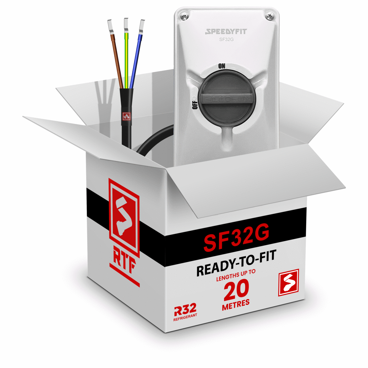 SF32G PREWIRED AIRCON ISOLATOR 32A GREY