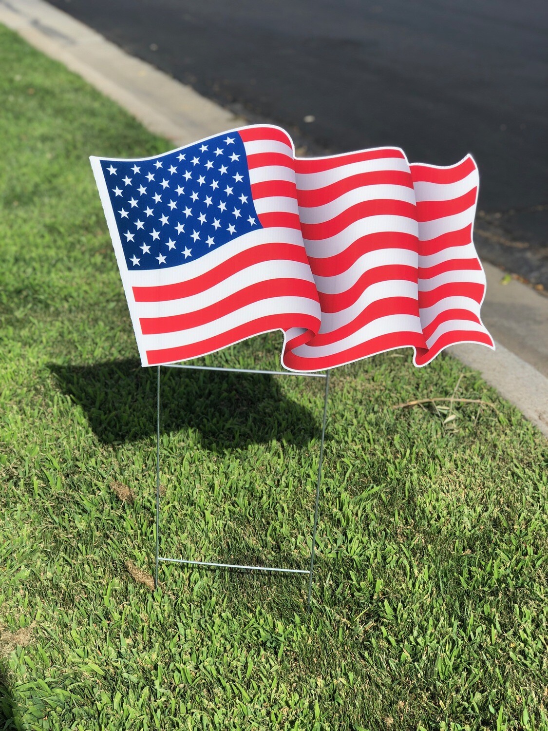 Waving American Flag Yard Sign