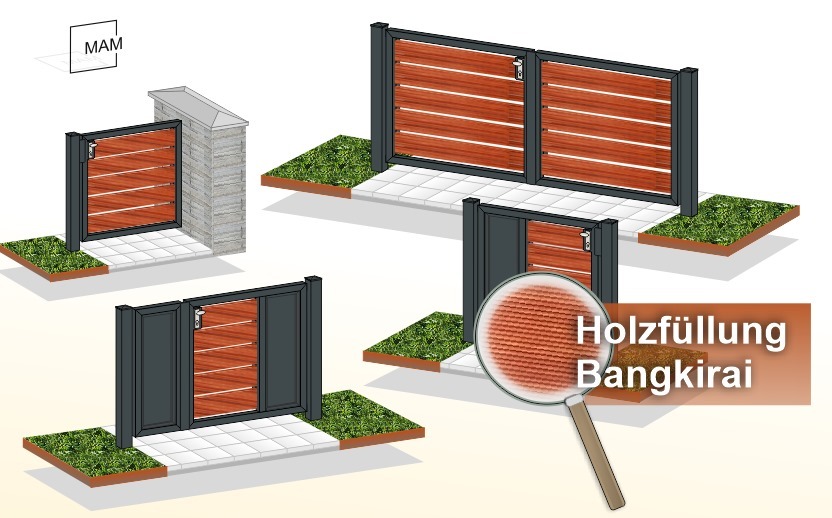 Sichtschutz Gartentor Gartentür mit Aluminium oder Holzfüllung