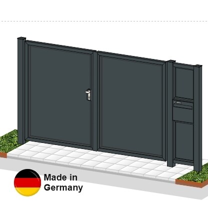 Gartentor "Blickdicht mit Briefkasten" 2flüglig farbbeschichtet