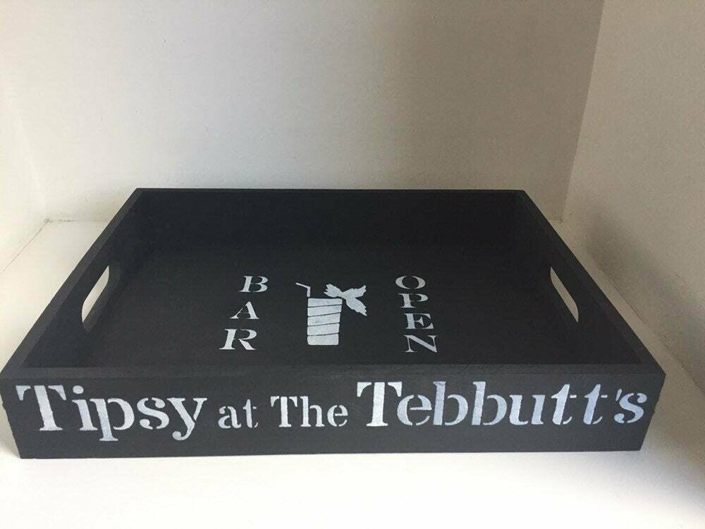 Create your own Bespoke Personalised Unique Wooden Drink Tray Free UK P&P