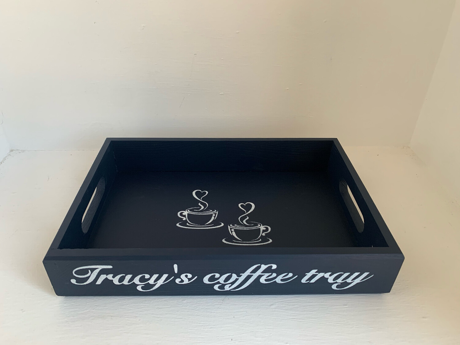 Personalised Coffee Tray shabby chic wooden tray Free UK P&P