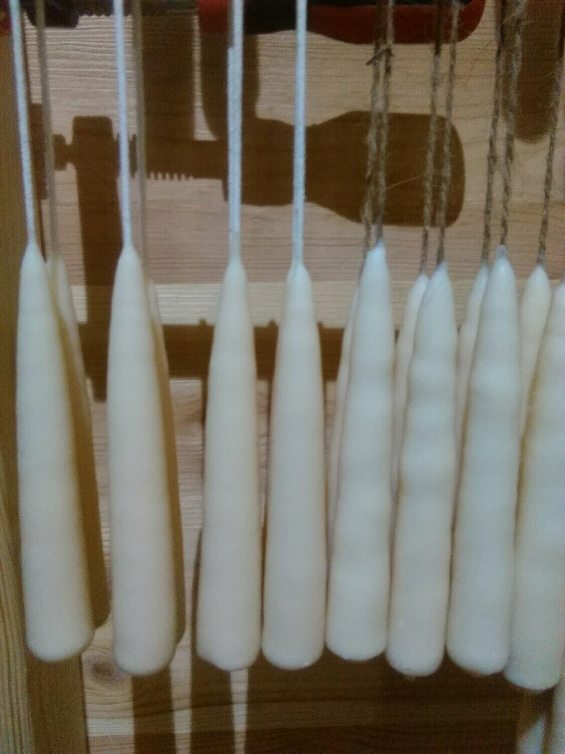 Half height Tallow Dinner Candles with Flax Wick (pack of two)