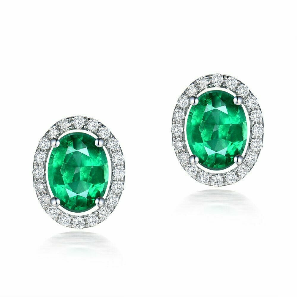 Oval Emerald Studs