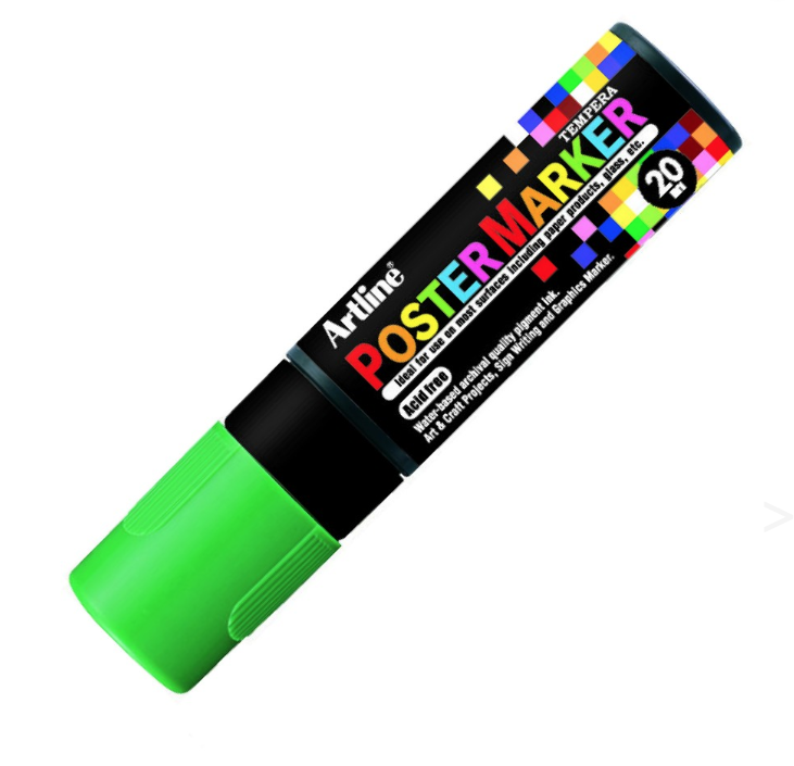 ARTLINE POSTER MARKER TEMPERA 20 FLUO GREEN MARKER ART GRAFFITI SKETCH