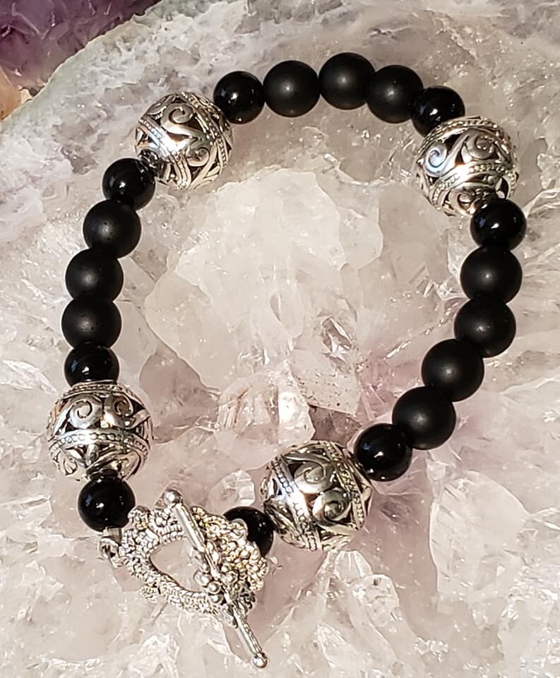 Black Agate/Black Obsidian Bracelet