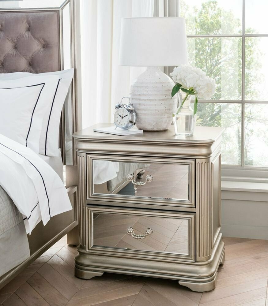 Jessica Mirrored 2 Drawer Bedside Table