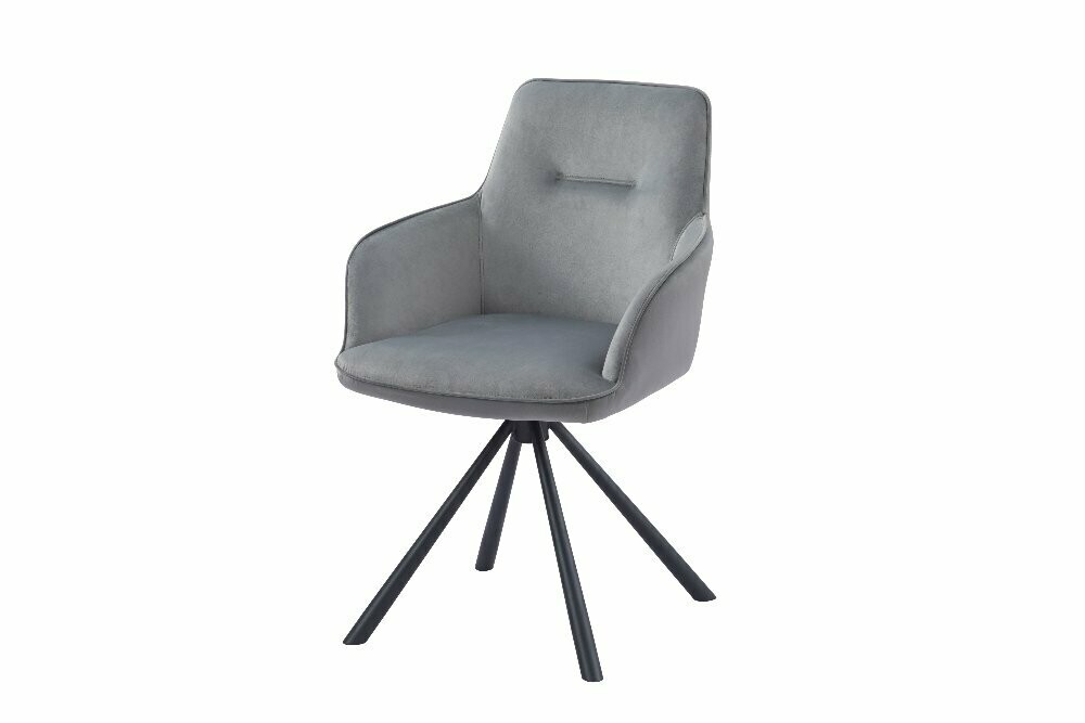 Antonia Swivel Grey Velvet Dining Chair