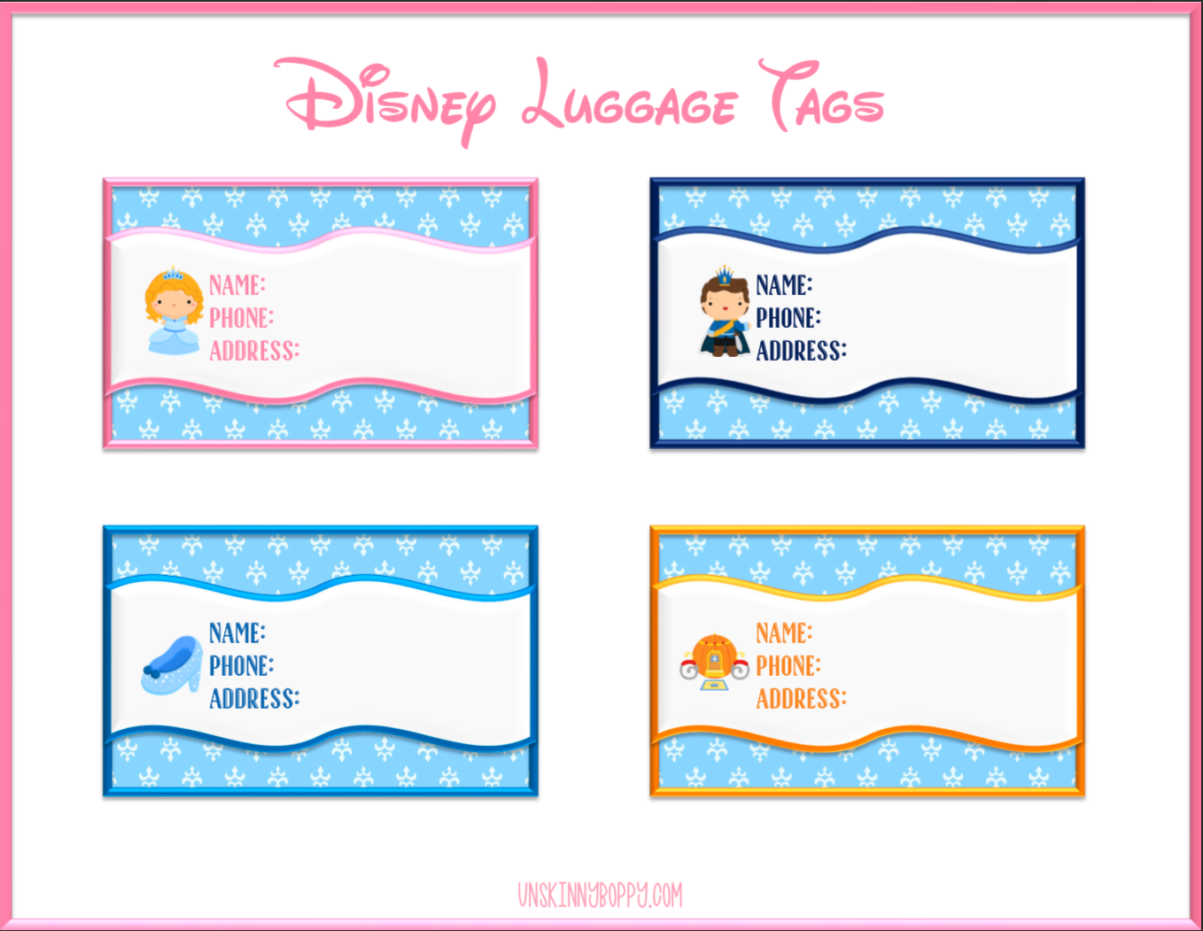 Disney Luggage Tags {Cinderella Themed}