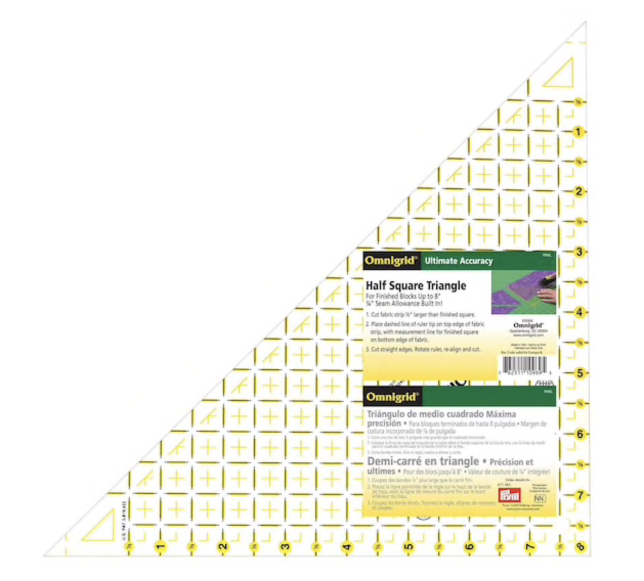 8" HALF SQUARE QUILTER'S RULER Omnigrid