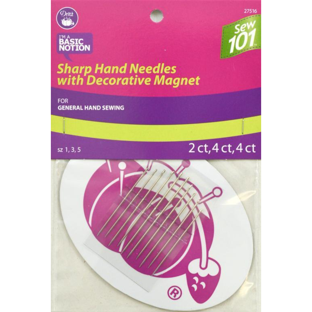 SHARP HAND NEEDLES W/ DECORATIVE (10 pc) Size 1,3 & 5 Dritz