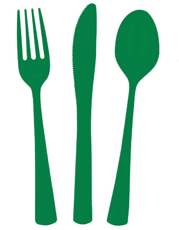 24 piece Green Plastic Cutlery