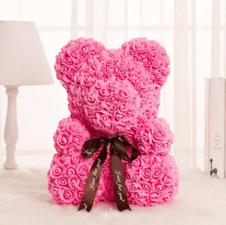 25cm Red/Pink Rose Flower Teddy Bear