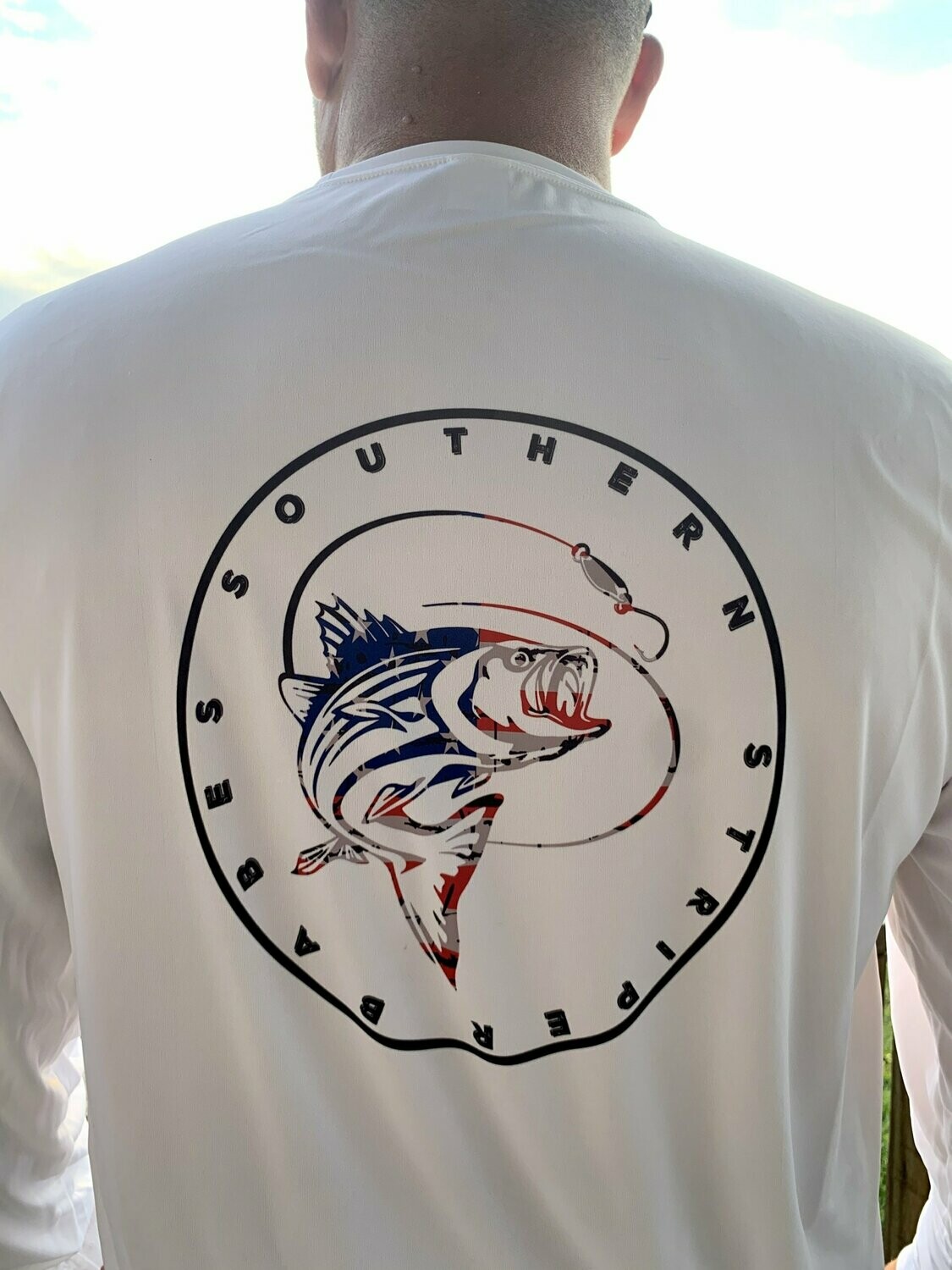 WHITE SSB USA Men's Long Sleeve Fishing Shirt