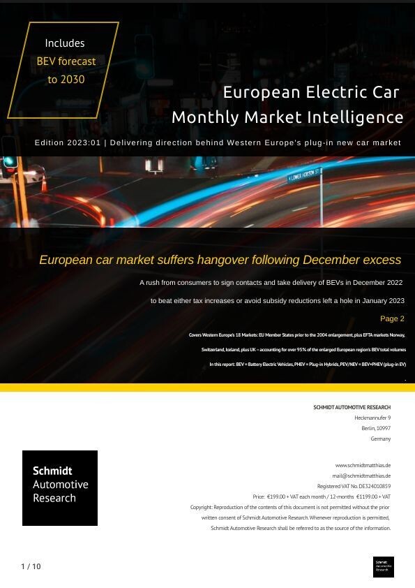 January 2023 European Electric Car Study 28 page monthly report